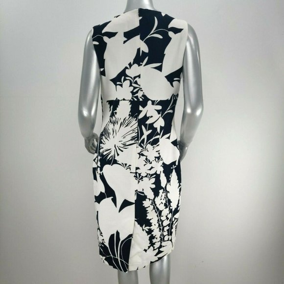 Michael Kors Collection Italy Size 10 Sheath Dress Lined Floral White Black - Picture 3 of 12